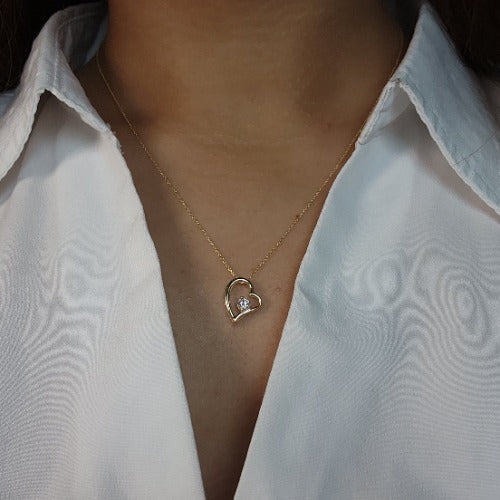 14Kt Gold 0.15 Ct Lab Grown Diamond Heart Pendant Necklace