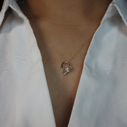 14Kt Gold 0.15 Ct Lab Grown Diamond Heart Pendant Necklace