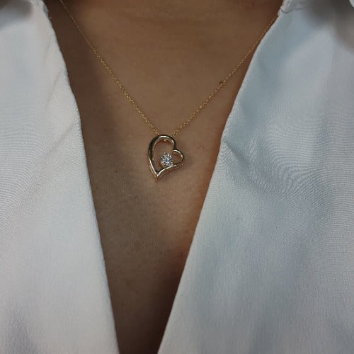 14Kt Gold 0.15 Ct Lab Grown Diamond Heart Pendant Necklace