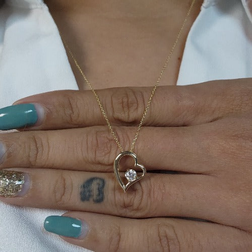14Kt Gold 0.15 Ct Lab Grown Diamond Heart Pendant Necklace