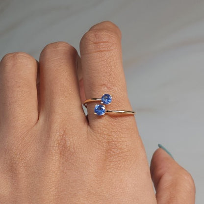 14Kt Gold 2 Stone Tanzanite Ring