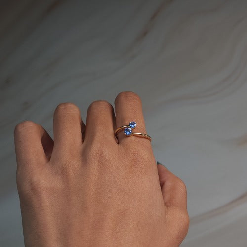 14Kt Gold 2 Stone Tanzanite Ring