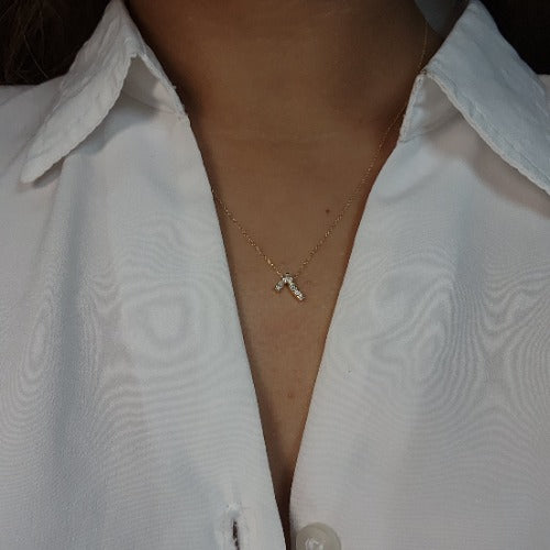 14Kt Gold Number Diamond Pendant Necklace