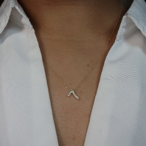 14Kt Gold Number Diamond Pendant Necklace