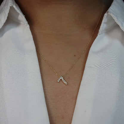 14Kt Gold Number Diamond Pendant Necklace