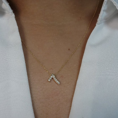 14Kt Gold Number Diamond Pendant Necklace