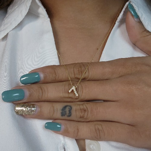 14Kt Gold Number Diamond Pendant Necklace