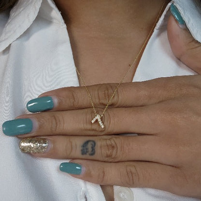 14Kt Gold Number Diamond Pendant Necklace