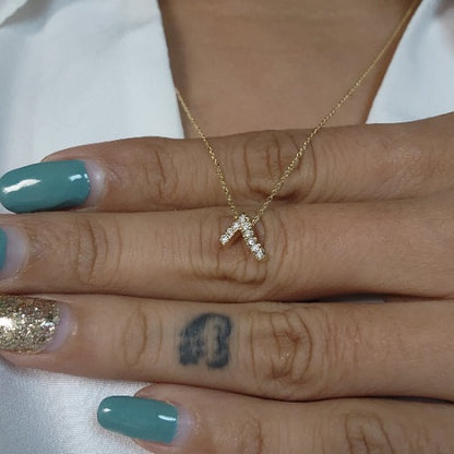 14Kt Gold Number Diamond Pendant Necklace