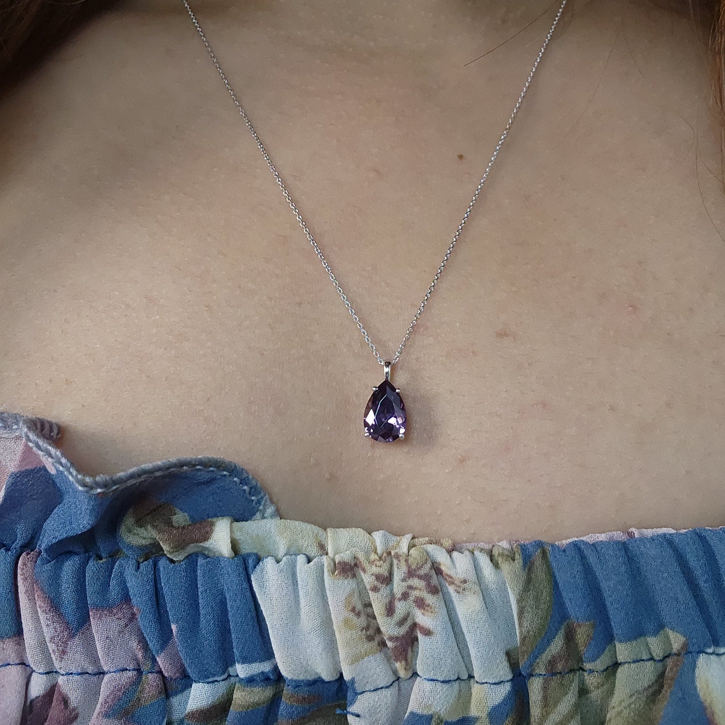 14Kt Gold Amethyst Teardrop Pendant