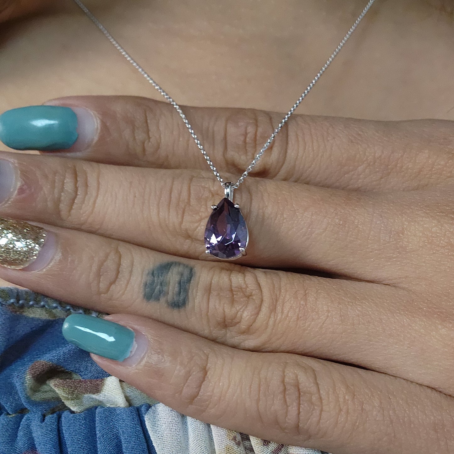 14Kt Gold Amethyst Teardrop Pendant