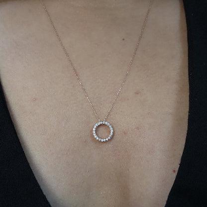 14Kt Gold Open Circle Lab Grown Diamond Cluster Pendant Necklace