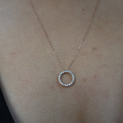 14Kt Gold Open Circle Lab Grown Diamond Cluster Pendant Necklace