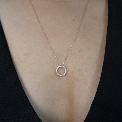 14Kt Gold Open Circle Lab Grown Diamond Cluster Pendant Necklace