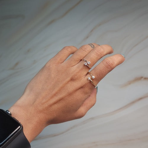 14Kt Gold 0.20 Ct 2 Lab Grown Diamond Ring