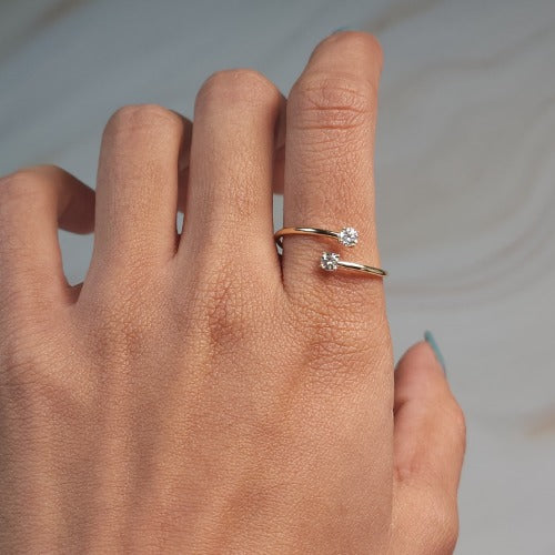 14Kt Gold 0.20 Ct 2 Lab Grown Diamond Ring