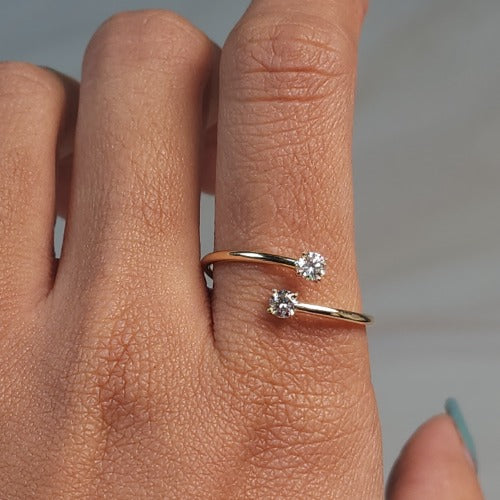 14Kt Gold 0.20 Ct 2 Lab Grown Diamond Ring