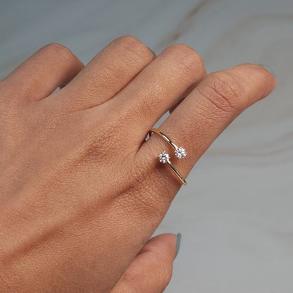 14Kt Gold 0.20 Ct 2 Lab Grown Diamond Ring