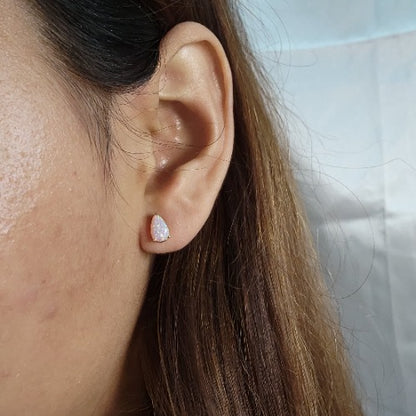 14Kt Gold Pink Opal Teardrop Pear Shape Stud Earrings