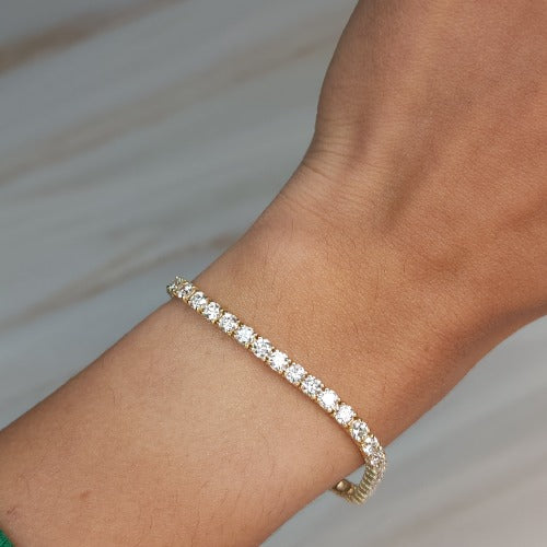 14Kt Gold 5 Ct Lab Grown Diamond Tennis Bracelet