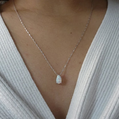 14Kt Gold Opal Teardrop Pendant Necklace