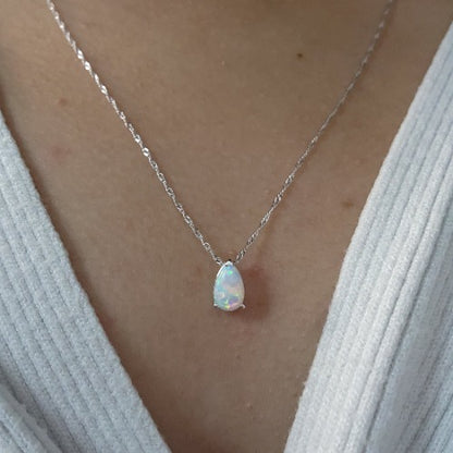 14Kt Gold Opal Teardrop Pendant Necklace