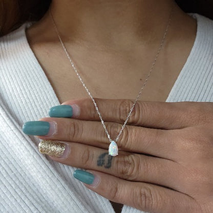 14Kt Gold Opal Teardrop Pendant Necklace