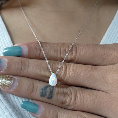 14Kt Gold Opal Teardrop Pendant Necklace