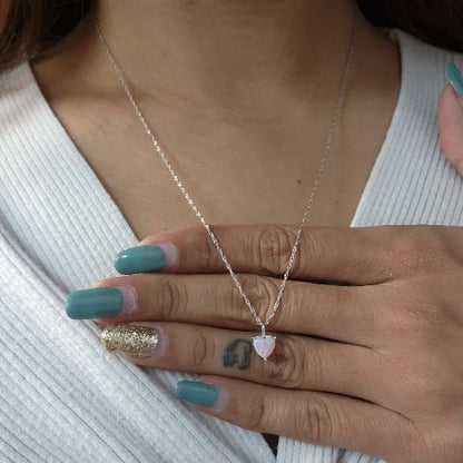 14Kt Gold Pink Opal Heart Pendant Necklace