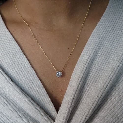 14Kt Gold 1 Ct Lab Grown Diamond 6 Prong Solitaire Pendant