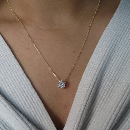 14Kt Gold 1 Ct Lab Grown Diamond 6 Prong Solitaire Pendant