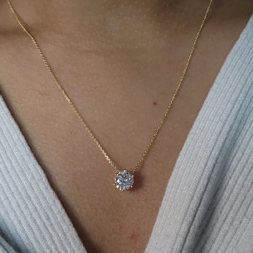 14Kt Gold 1 Ct Lab Grown Diamond 6 Prong Solitaire Pendant