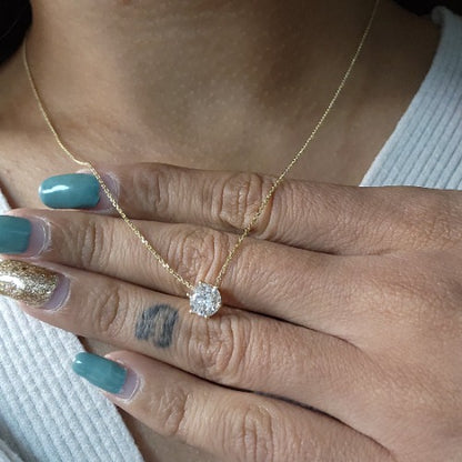 14Kt Gold 1 Ct Lab Grown Diamond 6 Prong Solitaire Pendant