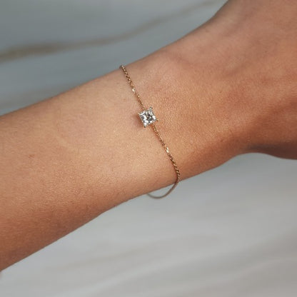 14Kt Gold 0.50 Ct Lab Grown Princess Cut Diamond Bracelet