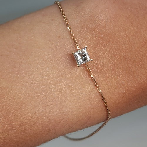 14Kt Gold 0.50 Ct Lab Grown Princess Cut Diamond Bracelet