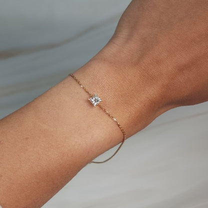 14Kt Gold 0.50 Ct Lab Grown Princess Cut Diamond Bracelet