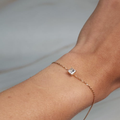 14Kt Gold 0.50 Ct Lab Grown Princess Cut Diamond Bracelet