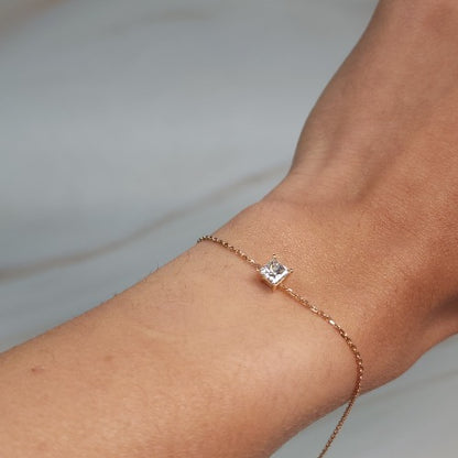 14Kt Gold 0.50 Ct Lab Grown Princess Cut Diamond Bracelet