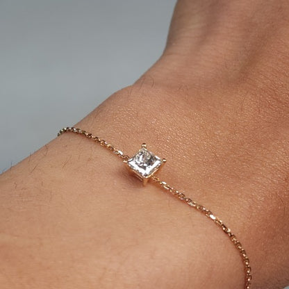 14Kt Gold 0.50 Ct Lab Grown Princess Cut Diamond Bracelet