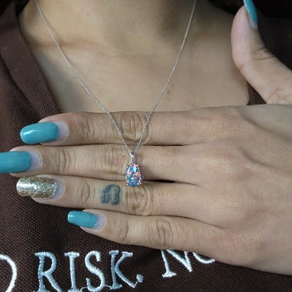 14Kt Gold Black Opal Teardrop Pendant Necklace