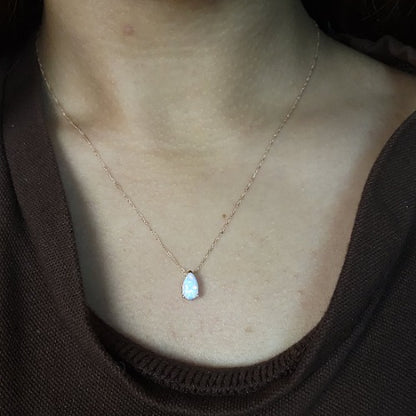 14Kt Gold Opal Teardrop Pendant Necklace