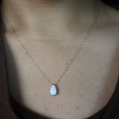 14Kt Gold Opal Teardrop Pendant Necklace