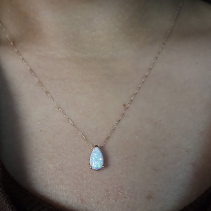14Kt Gold Opal Teardrop Pendant Necklace
