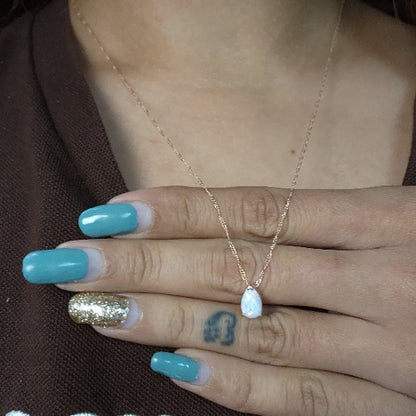 14Kt Gold Opal Teardrop Pendant Necklace