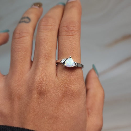 14Kt Gold Opal & Diamond Trillion Ring