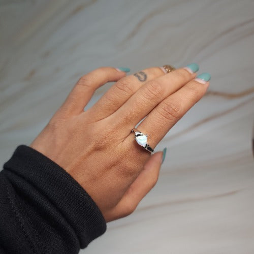 14Kt Gold Opal & Diamond Trillion Ring