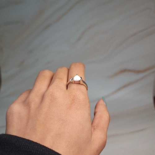 14Kt Gold Opal & Diamond Trillion Ring