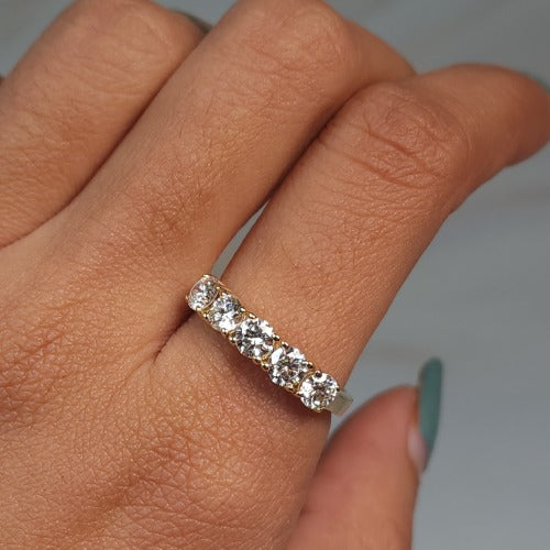 14Kt Gold 1 Ct Lab Grown Diamond 5 Stones Ring