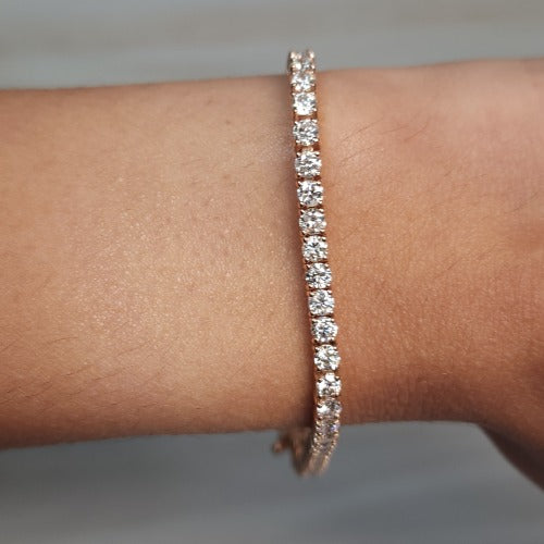 14Kt Gold 5 Ct Lab Grown Diamond Tennis Bracelet