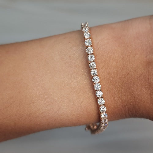 14Kt Gold 5 Ct Lab Grown Diamond Tennis Bracelet